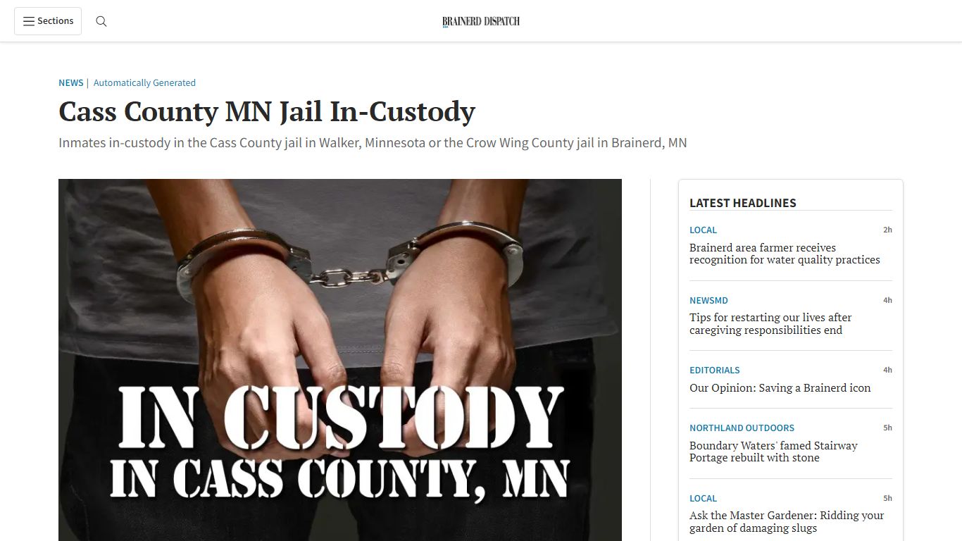 Cass County MN Jail In-Custody - Brainerd Dispatch